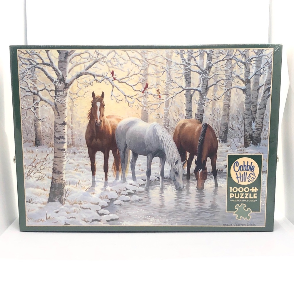 NEW Cobble Hill 1000 Piece Puzzle “Winter Trio” (Horses)
